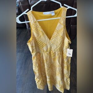 Yellow Patterned Sleeveless Dress